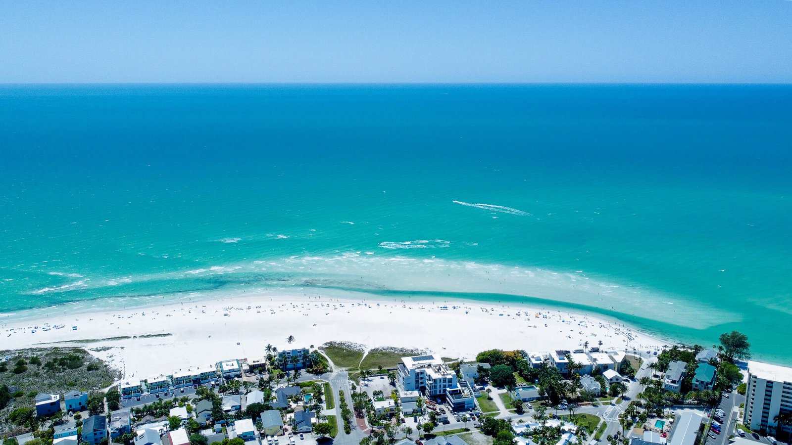 Aerial view of Siesta Key beach and turquoise water