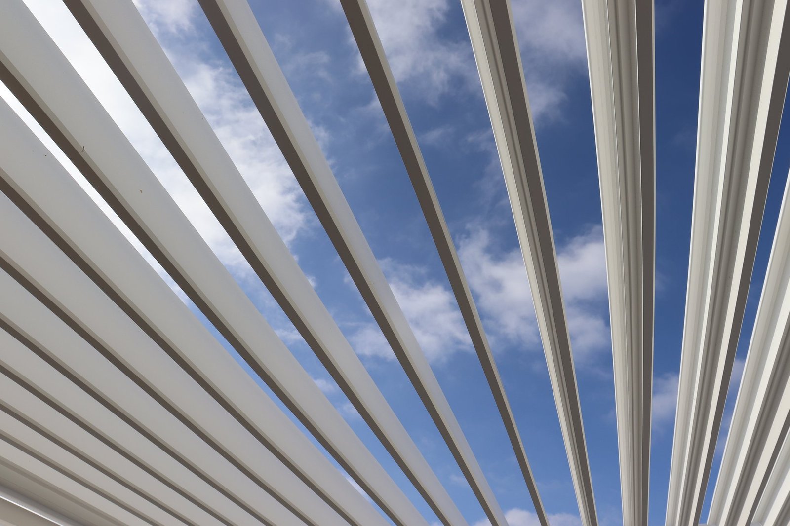 Cabana X louvers seen from below against the sky