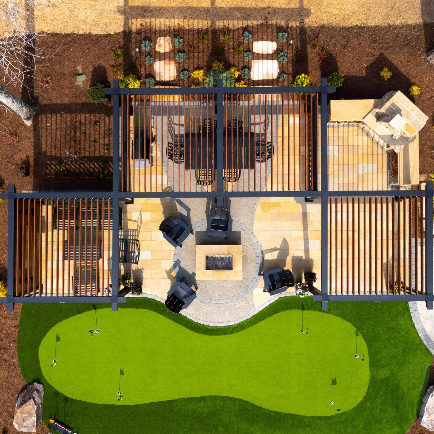 Aerial view of connected Cabana X MOD Aspen cabanas